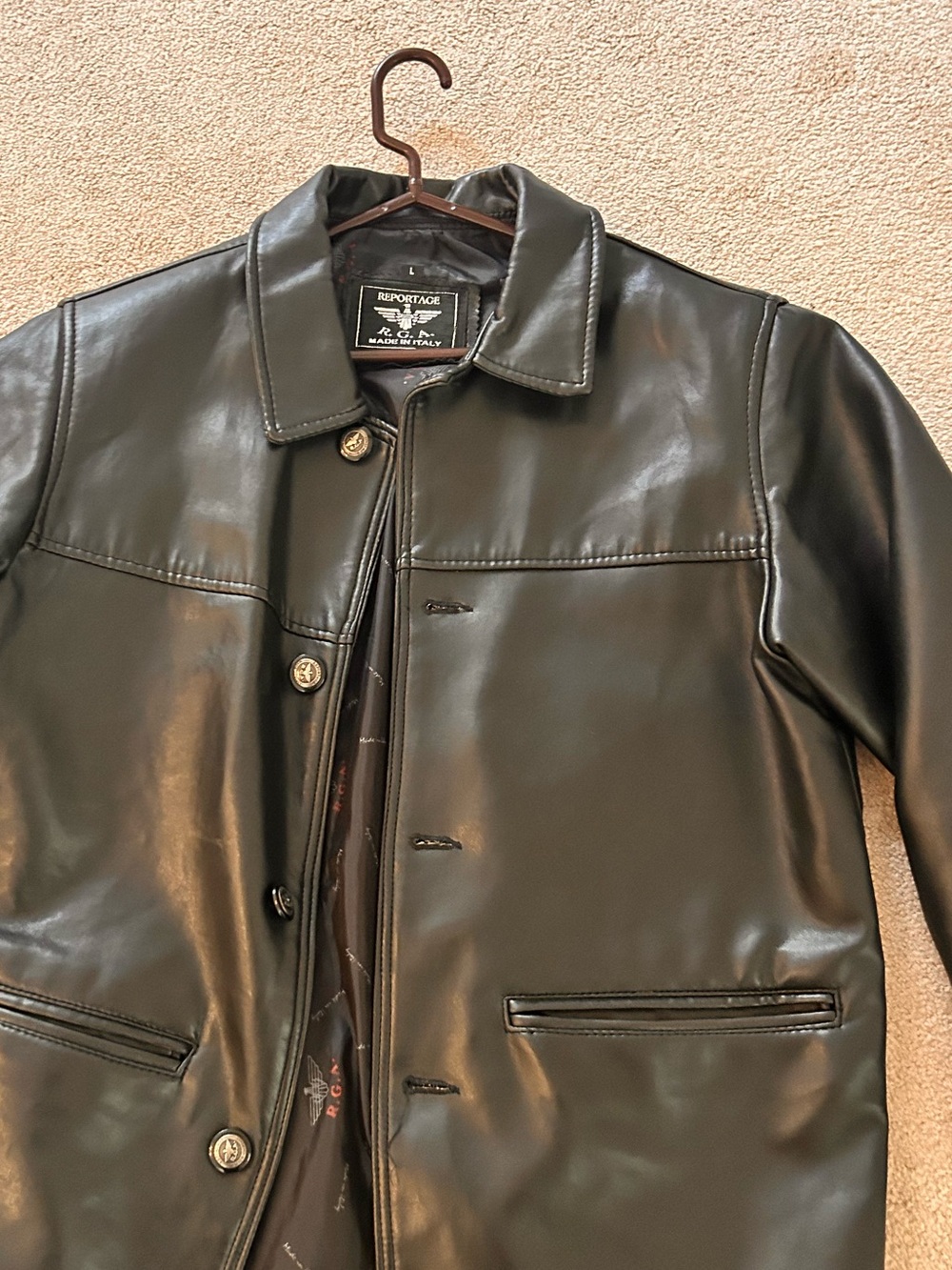 Reportage R.G.A. Black Leather Men's Coat
